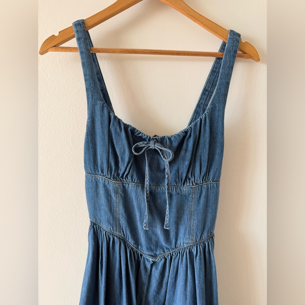 Reformation Baila Denim Fit & Flare Midi Dress - Picture 3 of 5